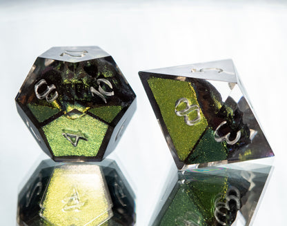 Green With Envy - 7 Piece Handmade Resin Dice