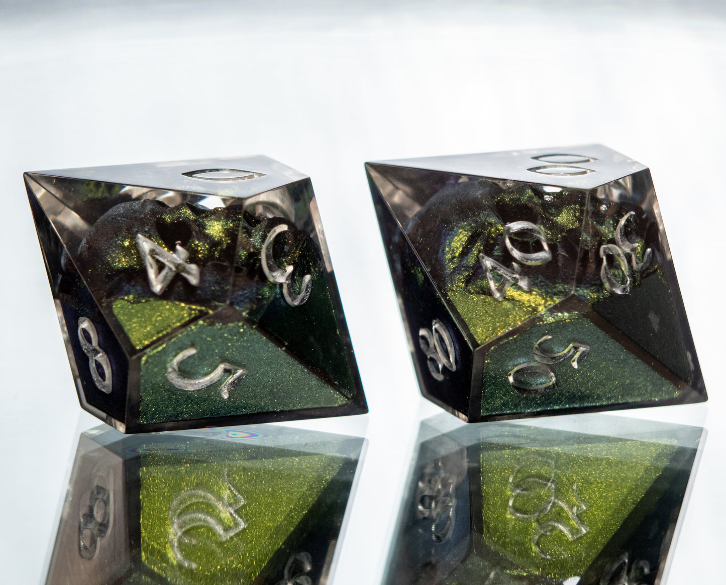 Green With Envy - 7 Piece Handmade Resin Dice
