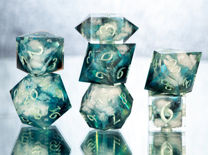 Aurora Clouds- 7 Piece Handmade Resin Dice