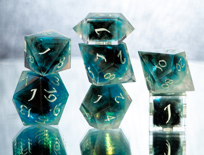 Aurora Clouds- 7 Piece Handmade Resin Dice