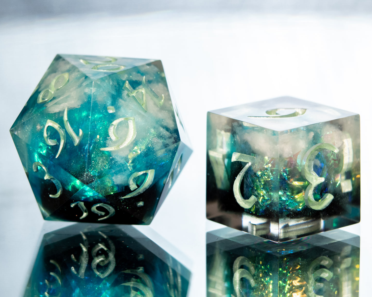 Aurora Clouds- 7 Piece Handmade Resin Dice