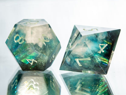 Aurora Clouds- 7 Piece Handmade Resin Dice