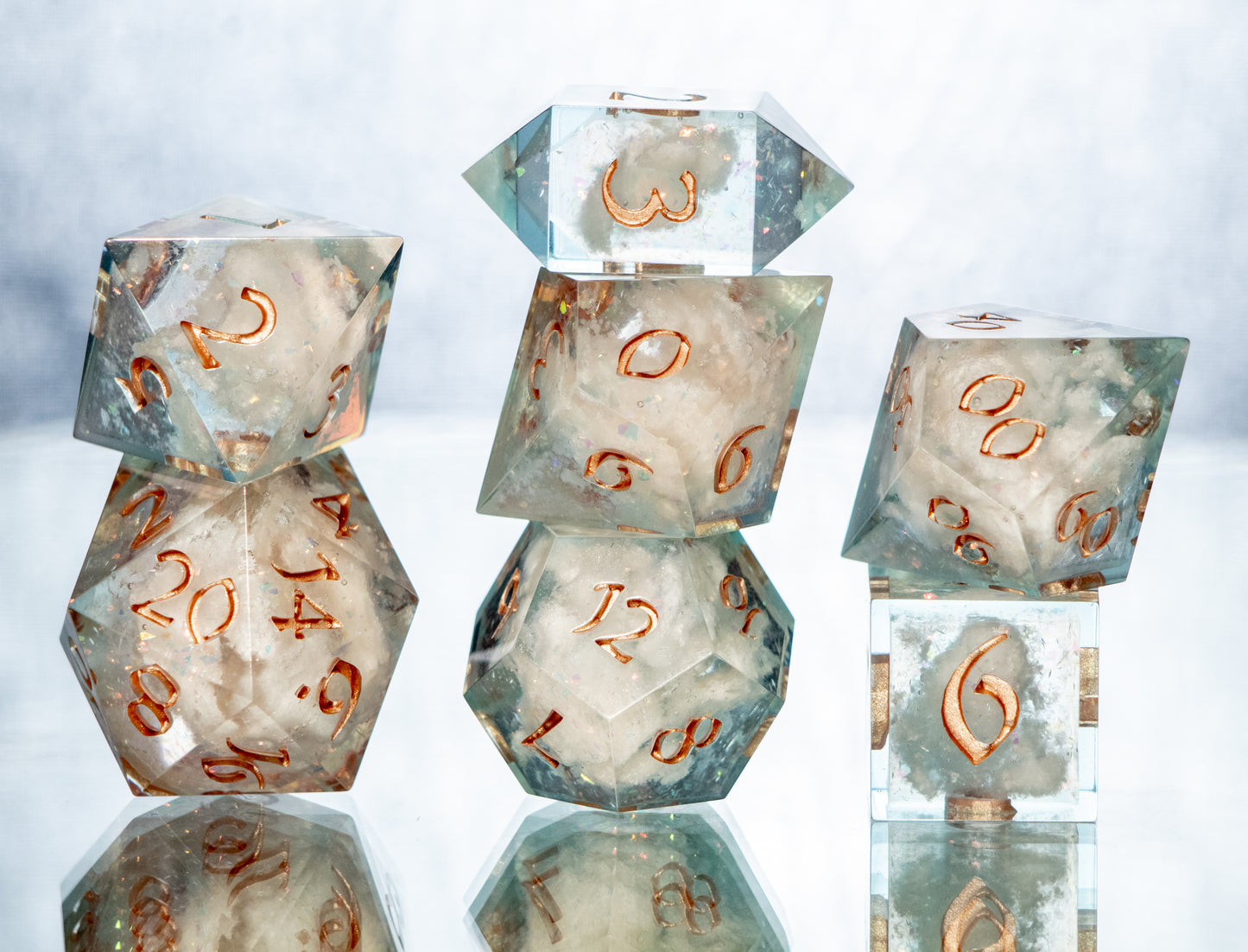 Cloud Nine - 7 Piece Handmade Resin Dice