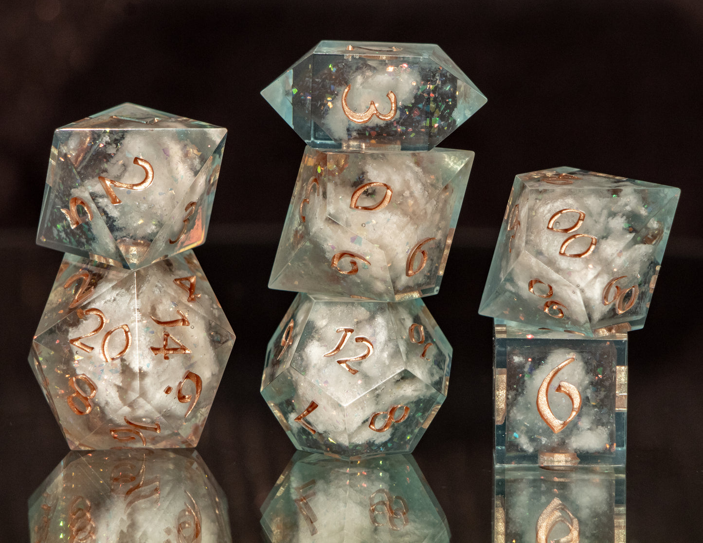 Cloud Nine - 7 Piece Handmade Resin Dice