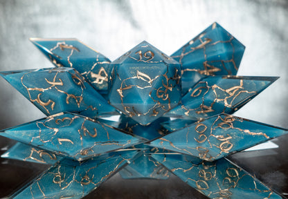 Turquoise Kintsugi - 7 Piece Handmade Resin Dice