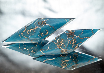 Turquoise Kintsugi - 7 Piece Handmade Resin Dice