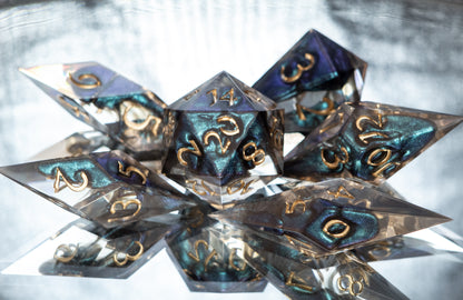 Primordial Ooze - Sharp 6 Piece Handmade Resin Dice