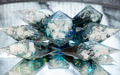 Aurora Clouds - Sharp 7 Piece Handmade Resin Dice