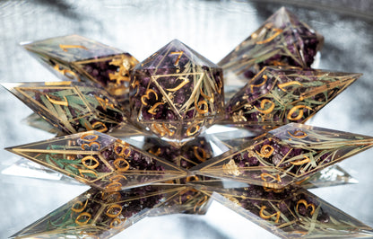 Dionysus -Sharp 7 Piece Handmade Resin Dice