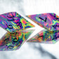 Neon Rainbow Dirty Pour: Sharp 7 Piece Handmade Resin Dice