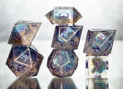 Watching Clouds at Dawn - 7 Piece Handmade Resin Dice