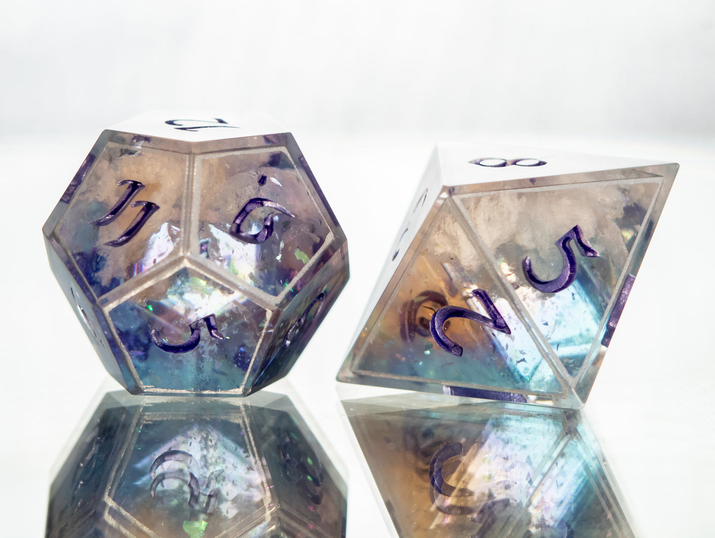 Watching Clouds at Dawn - 7 Piece Handmade Resin Dice