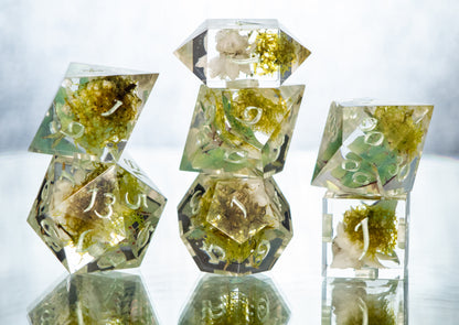 Moths in the Meadow - 7 Piece Handmade Resin Dice