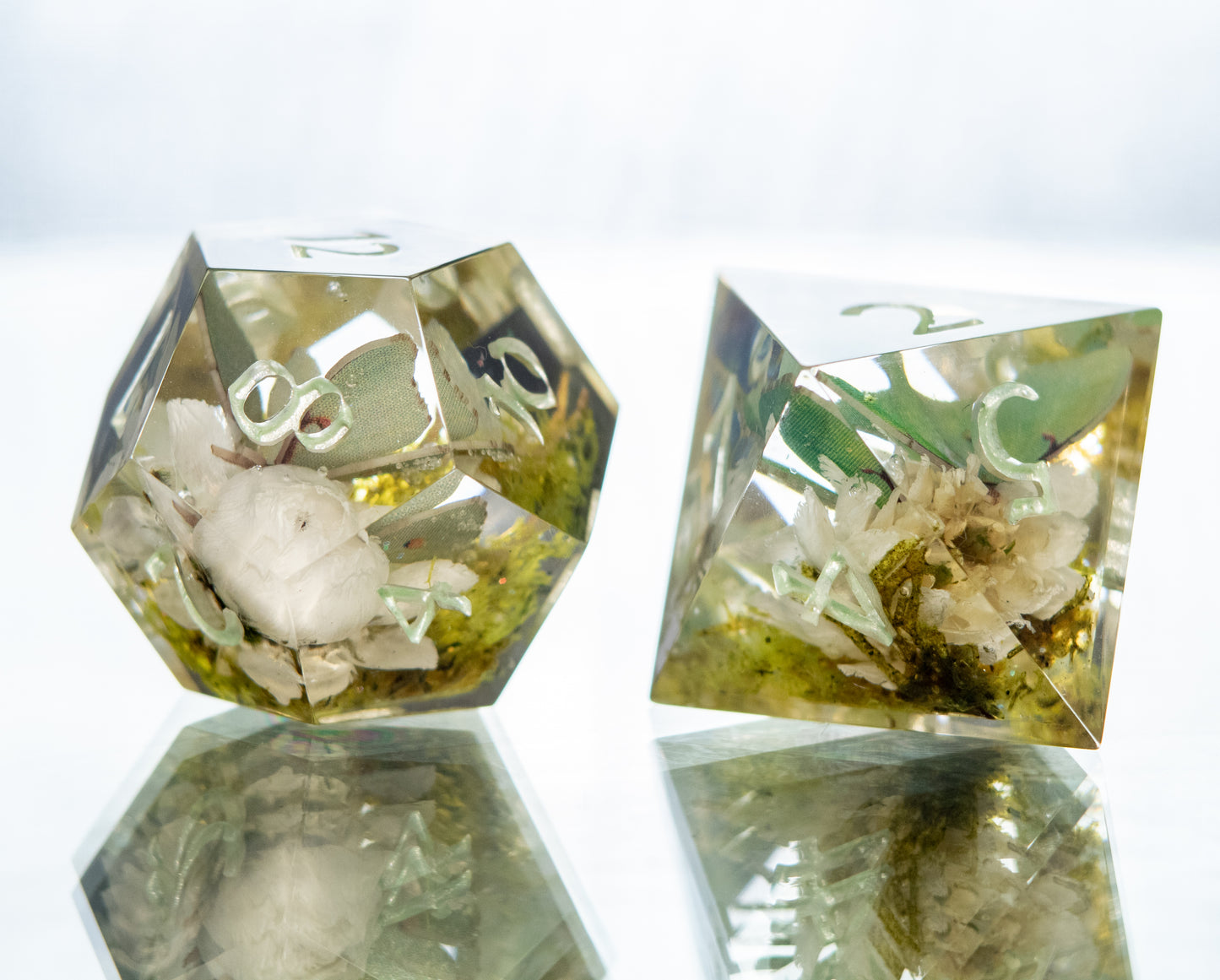 Moths in the Meadow - 7 Piece Handmade Resin Dice