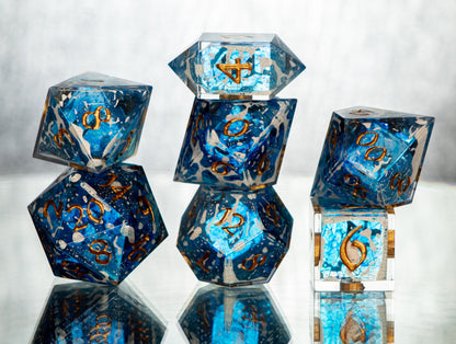 Sea Foam - 7 Piece Handmade Resin Dice