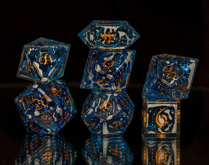 Sea Foam - 7 Piece Handmade Resin Dice