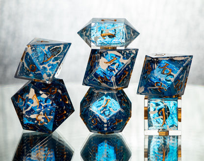 Sea Foam - 7 Piece Handmade Resin Dice