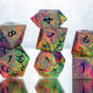 Neon Rainbow Dirty Pour: 7 Piece Handmade Resin Dice