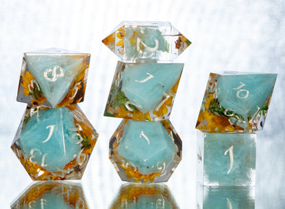 Spring Sunshine - 7 Piece Handmade Resin Dice