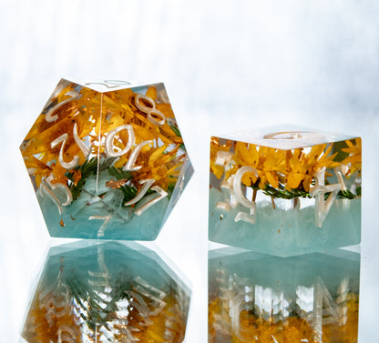 Spring Sunshine - 7 Piece Handmade Resin Dice