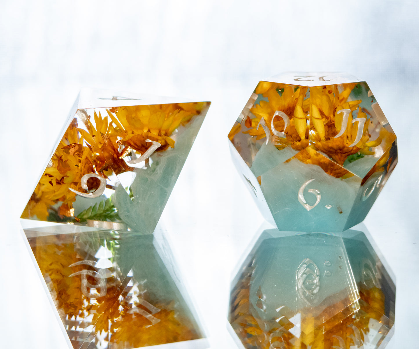 Spring Sunshine - 7 Piece Handmade Resin Dice