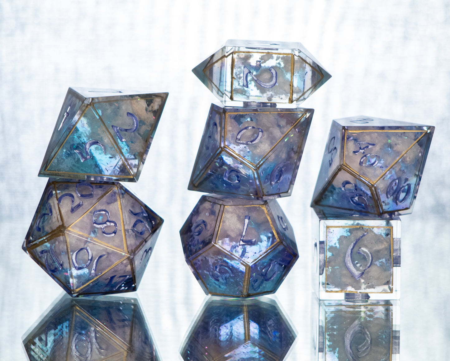 Watching Clouds at Dusk - 7 Piece Handmade Resin Dice