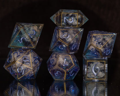 Watching Clouds at Dusk - 7 Piece Handmade Resin Dice