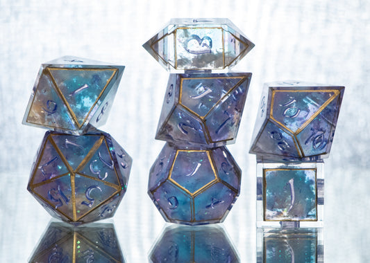 Watching Clouds at Dusk - 7 Piece Handmade Resin Dice