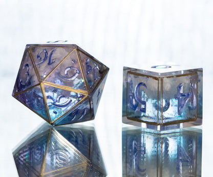 Watching Clouds at Dusk - 7 Piece Handmade Resin Dice