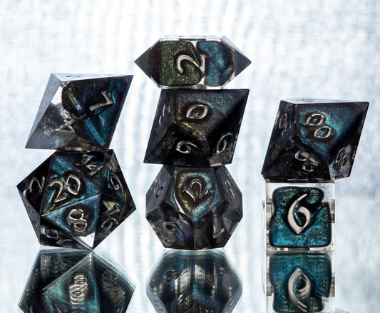 Primordial Emerald Ooze - 7 Piece Handmade Resin Dice