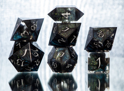 Primordial Emerald Ooze - 7 Piece Handmade Resin Dice