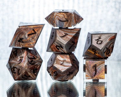 Molten Metal - 7 Piece Handmade Resin Dice