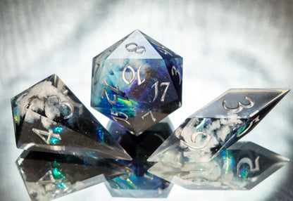 Clouds Over Coldarra - Sharp 7 Piece Handmade Resin Dice