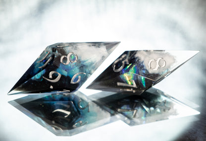 Clouds Over Coldarra - Sharp 7 Piece Handmade Resin Dice