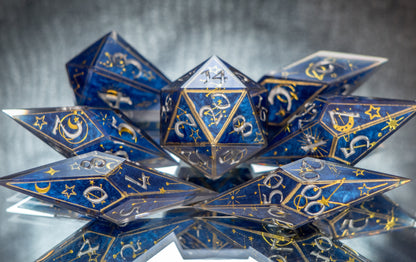 Written in the Stars -Sharp 7 Piece Handmade Resin Dice