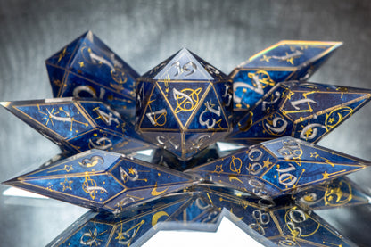 Written in the Stars -Sharp 7 Piece Handmade Resin Dice