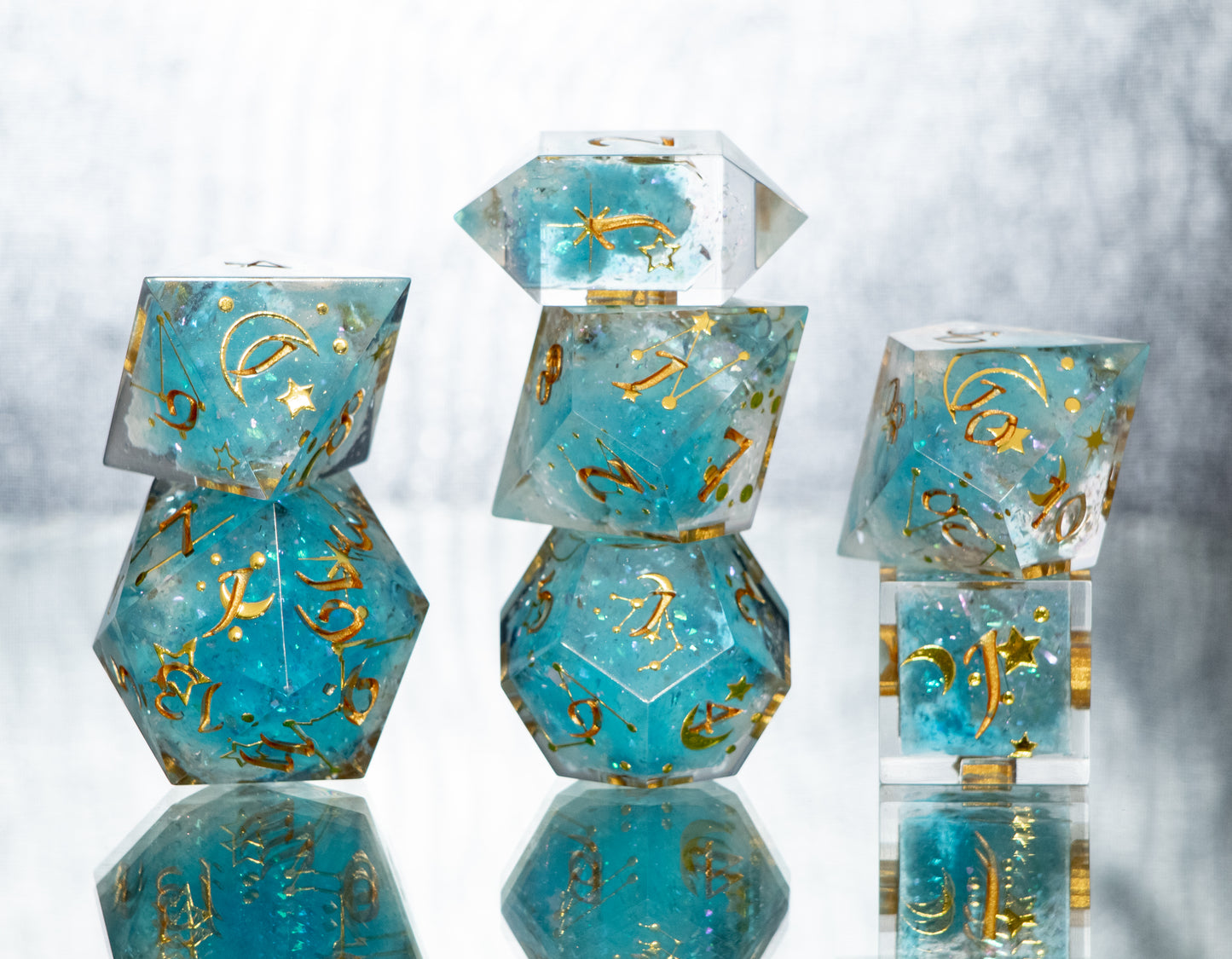 Twinkle in the Clouds - 7 Piece Handmade Resin Dice