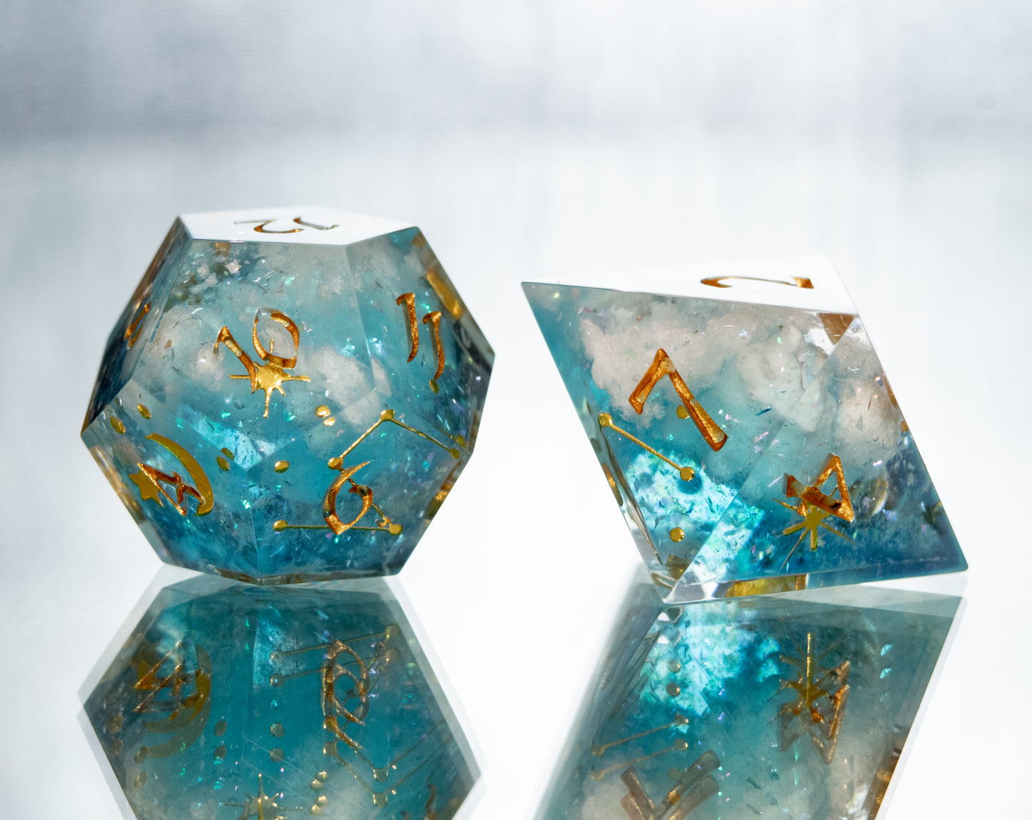 Twinkle in the Clouds - 7 Piece Handmade Resin Dice