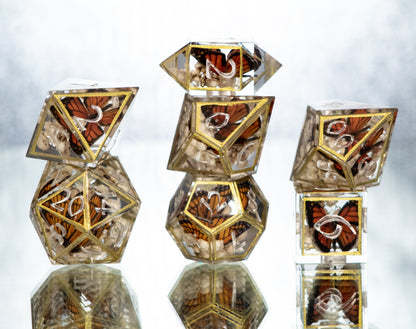 Monarch Respite - 7 Piece Handmade Resin Dice