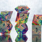 Neon Rainbow Dirty Pour: 7 Piece Handmade Resin Dice