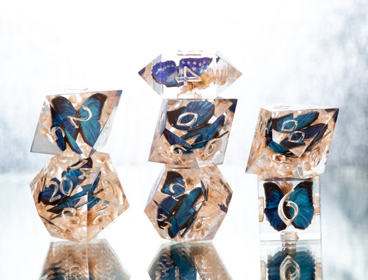 Floral Morphos - 7 Piece Handmade Resin Dice