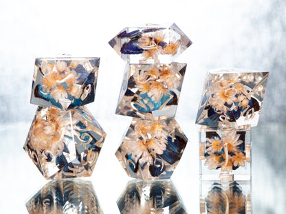 Floral Morphos - 7 Piece Handmade Resin Dice