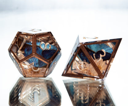 Floral Antique Morphos - 7 Piece Handmade Resin Dice