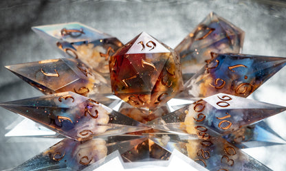 Horizons- Sharp 7 Piece Handmade Resin Dice