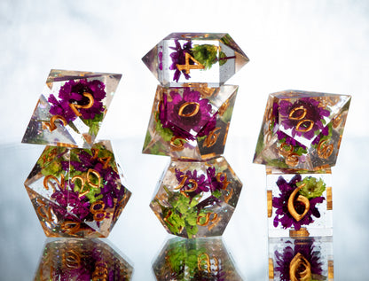 Garden Growth - 7 Piece Handmade Resin Dice