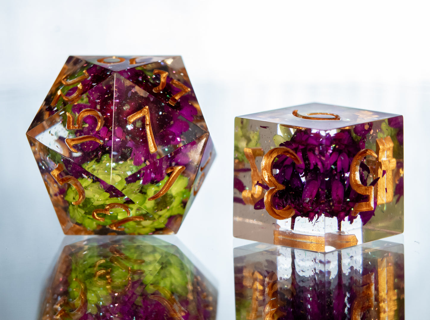 Garden Growth - 7 Piece Handmade Resin Dice