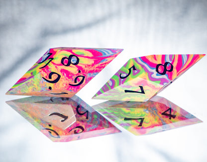 Neon Fever Dream- Sharp 7 Piece Handmade Resin Dice