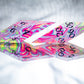 Neon Fever Dream- Sharp 7 Piece Handmade Resin Dice
