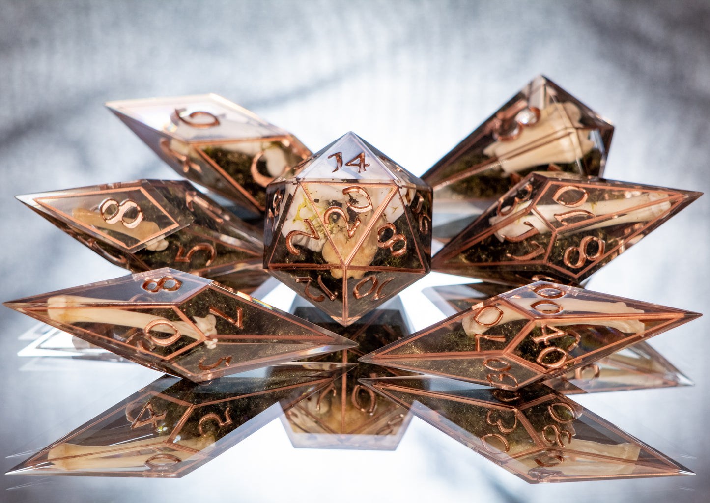 All That Remains- Sharp 7 Piece Handmade Resin Dice