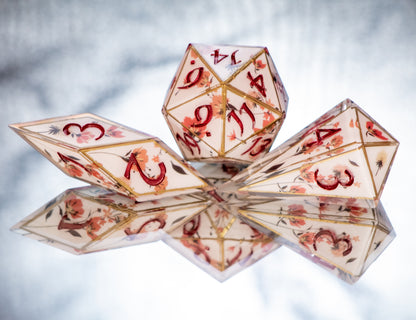 Grandma's Porcelain- Sharp 7 Piece Handmade Resin Dice